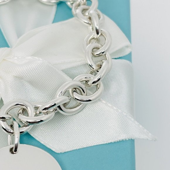 Tiffany Round Circle Tag Charm Bracelet with Engravable Blank Disc Engraving - Picture 5 of 7